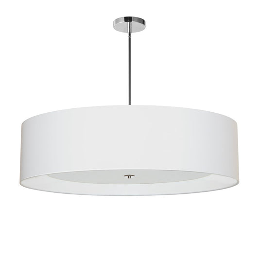 Dainolite Helena 34in 4-Light Pendant | Contemporary White Fabric and Polished Chrome Drum | Dining Room & Kitchen Island | Model HEL-344P-PC-WH