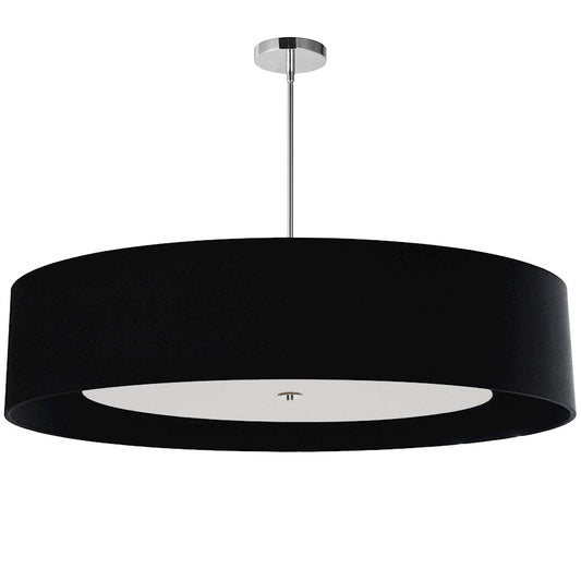Dainolite Helena 40in 6-Light Pendant | Industrial Black Fabric and Polished Chrome Metal | Kitchen Island & Dining Room | Model HEL-406P-PC-BW