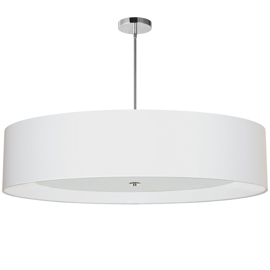 Dainolite Helena 40in 6-Light Pendant | Contemporary White Fabric and Polished Chrome Metal | Kitchen Island & Dining Room | Model HEL-406P-PC-WH