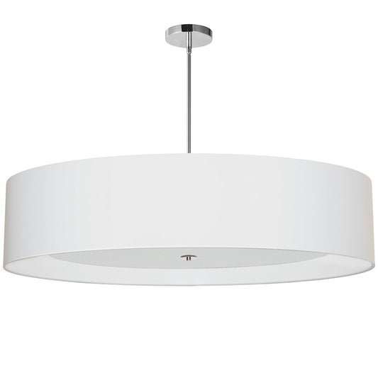 Dainolite Helena 40in 6-Light Pendant | Contemporary White Fabric and Polished Chrome Metal | Kitchen Island & Dining Room | Model HEL-406P-PC-WH