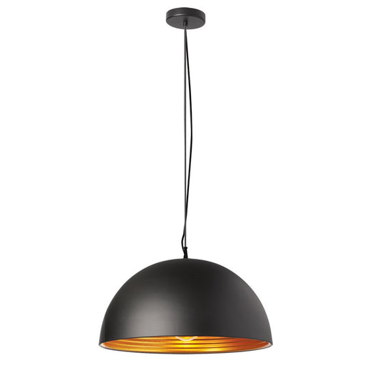 Dainolite Helsinki 20in 1-Light Pendant | Contemporary Matte Black and Gold Aluminum | Hallway & Kitchen Island | 20 x 20 x 10 in | Model HKI-201LP-BK