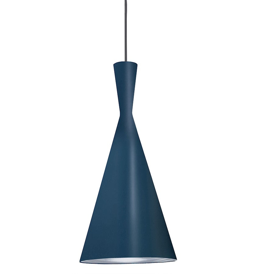 Dainolite Helsinki 8in 1-Light Pendant | Contemporary Blue Painted Metal and Silver Electroplated Interior | Kitchen Island & Dining | Model HKI-81P-BL-SV