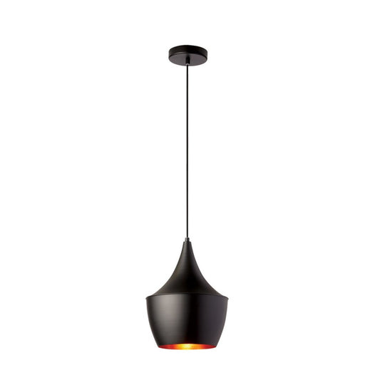 Dainolite Helsinki 9in 1-Light Pendant | Contemporary Matte Black and Gold Interior Aluminum | Hallway & Kitchen Island | Model HKI-91P-BK