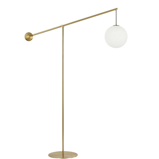 Dainolite Holly 106in 1-Light Floor Lamp | Transitional Aged Brass and White Opal Glass | Living Room & Office | Model HOL-1061F-AGB