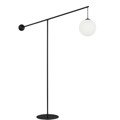 Dainolite Holly 106in 1-Light Floor Lamp | Transitional Matte Black and White Opal Glass | Living Room & Office | Model HOL-1061F-MB
