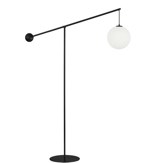 Dainolite Holly 106in 1-Light Floor Lamp | Transitional Matte Black and White Opal Glass | Living Room & Office | Model HOL-1061F-MB