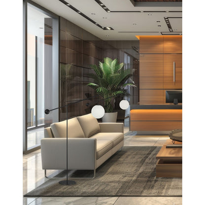 Dainolite Holly 106in 1-Light Floor Lamp | Transitional Matte Black and White Opal Glass | Living Room & Office | Model HOL-1061F-MB
