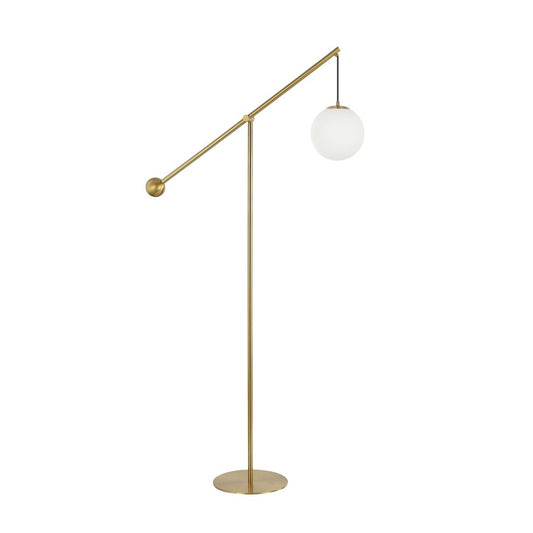 Dainolite Holly 66in 1-Light Floor Lamp | Transitional Aged Brass and White Opal Glass | Living Room & Bedroom | 33 x 8 x 66 in | Model HOL-661F-AGB