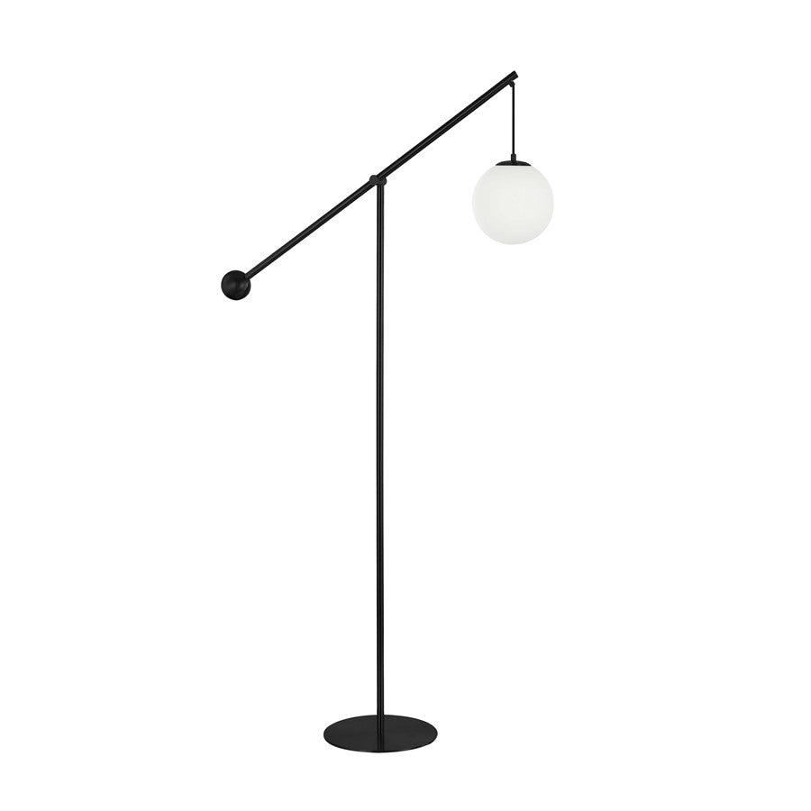 Dainolite Holly 66in 1-Light Floor Lamp | Transitional Matte Black and White Opal Glass | Living Room & Bedroom | 33 x 8 x 66 in | Model HOL-661F-MB