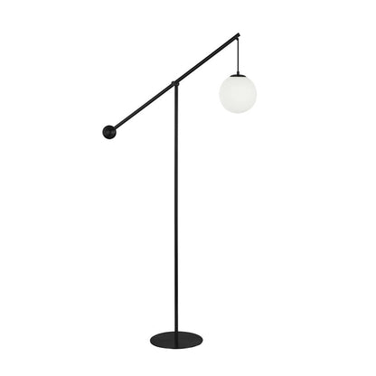 Dainolite Holly 66in 1-Light Floor Lamp | Transitional Matte Black and White Opal Glass | Living Room & Bedroom | 33 x 8 x 66 in | Model HOL-661F-MB