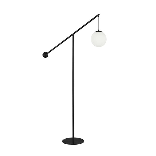 Dainolite Holly 66in 1-Light Floor Lamp | Transitional Matte Black and White Opal Glass | Living Room & Bedroom | 33 x 8 x 66 in | Model HOL-661F-MB