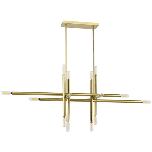 Dainolite Kanata 40in 16-Light Pendant | Modern Aged Brass Metal | Dining Room & Living Room | 40 x 14 x 14 in | Model KAN-4016HP-AGB