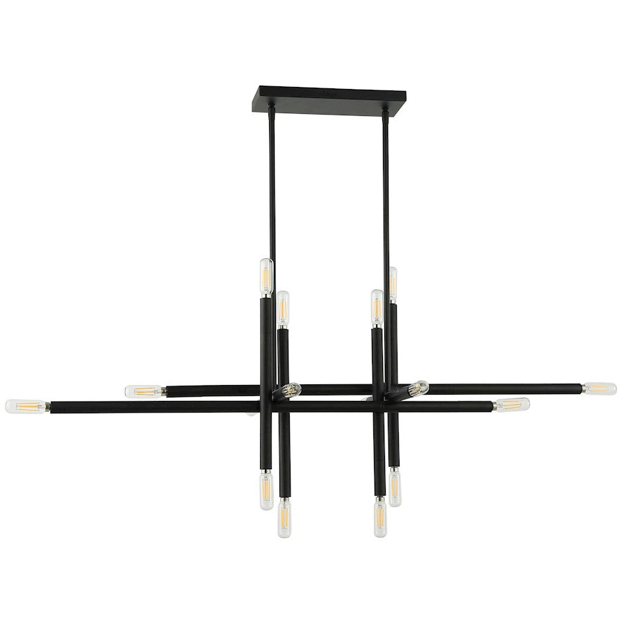 Dainolite Kanata 40in 16-Light Pendant | Modern Matte Black Metal | Dining Room & Living Room | 40 x 14 x 14 in | Model KAN-4016HP-MB