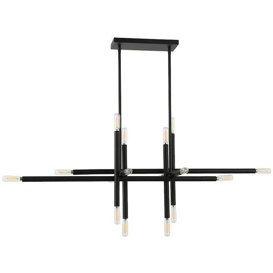 Dainolite Kanata 40in 16-Light Pendant | Modern Matte Black Metal | Dining Room & Living Room | 40 x 14 x 14 in | Model KAN-4016HP-MB