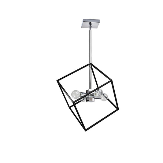 Dainolite Kappa 14in 4-Light Pendant | Polished Chrome and Matte Black Steel | Kitchen Island & Dining Room | 14 x 16 x 17 in | Model KAP-144P-PC-MB