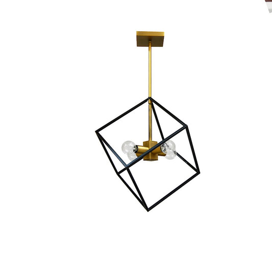 Dainolite Kappa 14in 4-Light Pendant | Vintage Bronze and Matte Black Steel | Kitchen Island & Dining Room | 14 x 16 x 17 in | Model KAP-144P-VB-MB