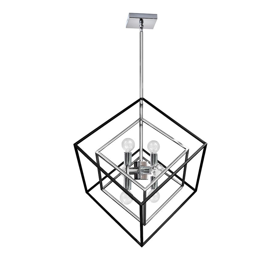 Dainolite Kappa 19in 6-Light Pendant | Polished Chrome and Matte Black Steel | Kitchen Island & Dining Room | 19 x 22 x 24 in | Model KAP-196P-PC-MB