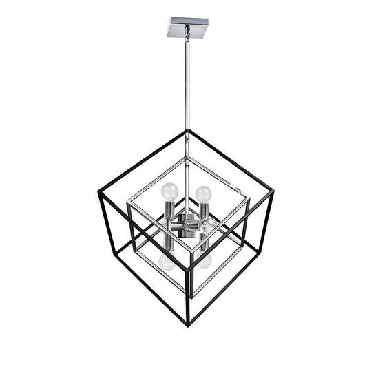 Dainolite Kappa 19in 6-Light Pendant | Polished Chrome and Matte Black Steel | Kitchen Island & Dining Room | 19 x 22 x 24 in | Model KAP-196P-PC-MB