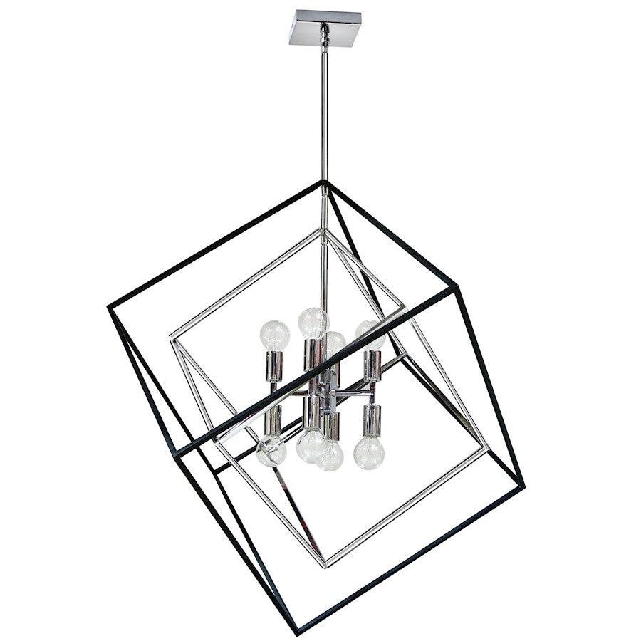 Dainolite Kappa 27in 8-Light Pendant | Polished Chrome and Matte Black Steel | Kitchen Island & Dining Room | 27 x 25 x 30 in | Model KAP-278P-PC-MB