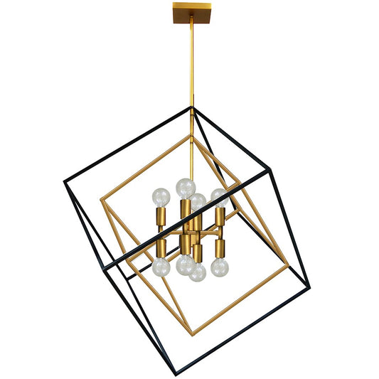 Dainolite Kappa 27in 8-Light Pendant | Vintage Bronze and Matte Black Steel | Kitchen Island & Dining Room | 25 x 27 x 30 in | Model KAP-278P-VB-MB