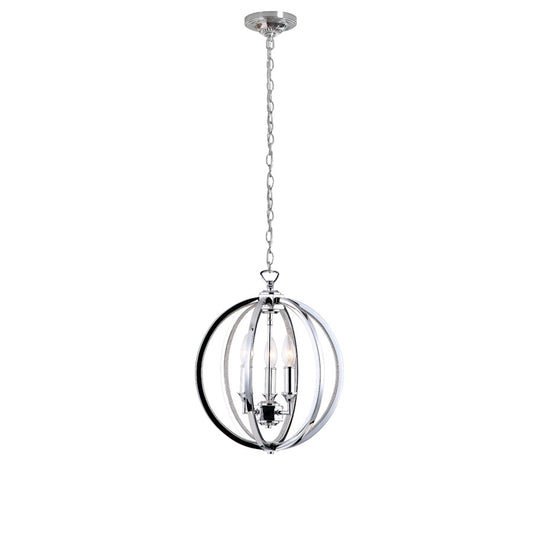 Dainolite Karland 14in 3-Light Chandelier | Polished Chrome and Crystal Banding | Dining Room & Bedroom | 14 x 14 x 15 in | Model KAR-143C-PC