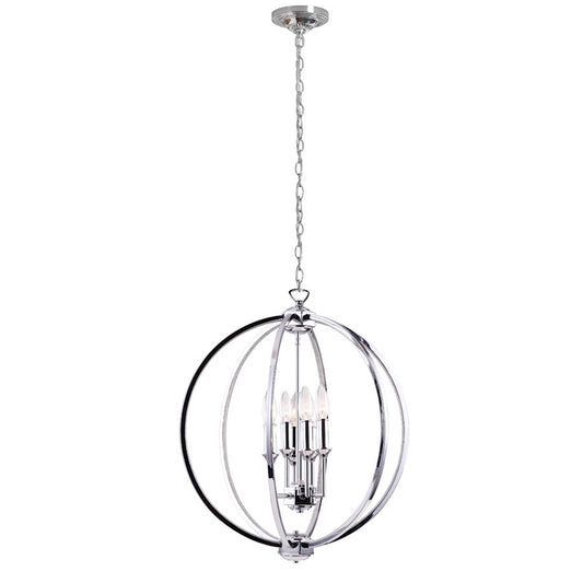 Dainolite Karland 20in 6-Light Chandelier | Polished Chrome Steel | Dining Room & Entryway | 20 x 20 x 22 in | Model KAR-206C-PC