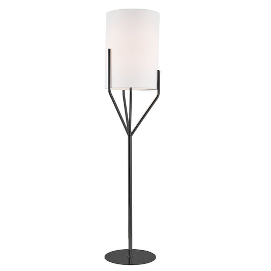 Dainolite Khloe 65in Floor Lamp | Modern Matte Black and White Fabric | Living Room & Bedroom Reading Light | 15.5 x 15.5 x 65 in | Model KHL-651F-MB