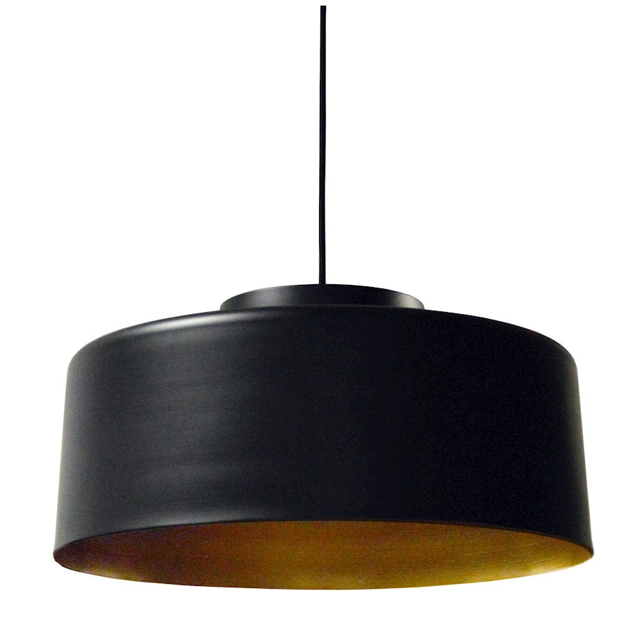 Dainolite Kup 20in 1-Light Pendant | Industrial Black and Gold Metal | Kitchen Island & Dining Room | 19.7 x 19.7 x 10.5 in | Model KUP-201P-BK-GLD