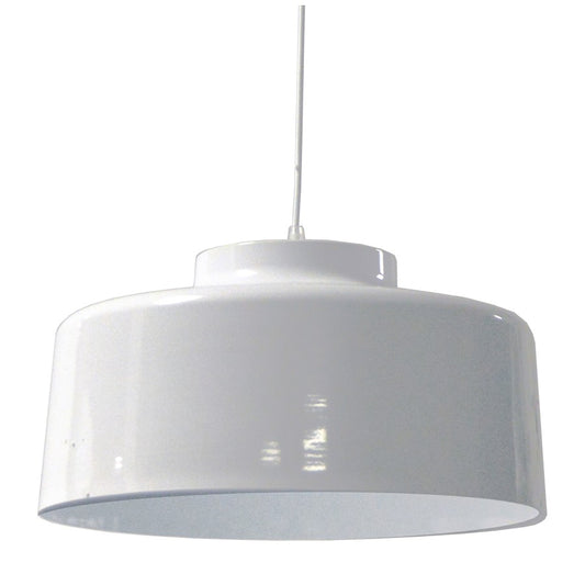 Dainolite Kup 20in 1-Light Pendant | Industrial White Metal | Kitchen Island & Dining Room | 19.7 x 19.7 x 10.5 in | Model KUP-201P-WH