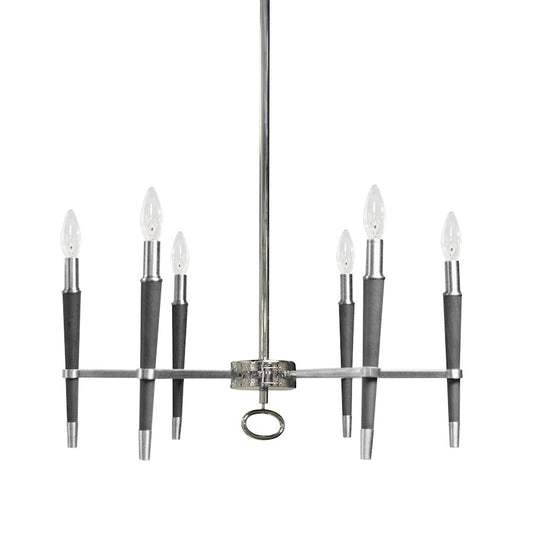 Dainolite Langford 24in 6-Light Chandelier | Polished Chrome and Black Metal | Kitchen Island & Dining Room | 24 x 24 x 12 in | Model LAN-246C-PC