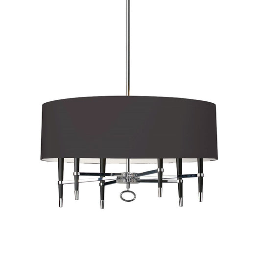 Dainolite Langford 32in 6-Light Chandelier | Industrial Chrome and Black Metal | Kitchen Island & Dining Room | 24 x 32 x 17 in | Model LAN-246C-PC-BK
