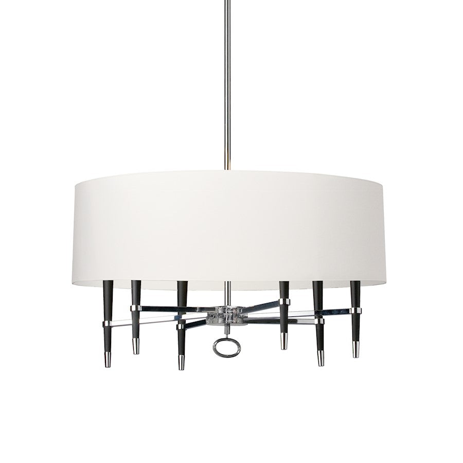 Dainolite Langford 24in 6-Light Chandelier | Chrome Metal and White Shade | Dining Room & Living Room | 24 x 32 x 17 in | Model LAN-246C-PC-WH