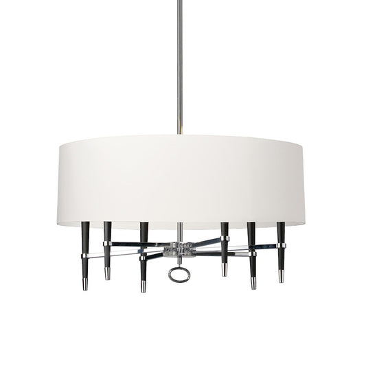 Dainolite Langford 24in 6-Light Chandelier | Chrome Metal and White Shade | Dining Room & Living Room | 24 x 32 x 17 in | Model LAN-246C-PC-WH
