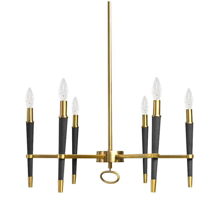 Dainolite Langford 24in 6-Light Chandelier | Vintage Bronze and Black Metal | Kitchen Island & Dining Room | 24 x 24 x 12 in | Model LAN-246C-VB
