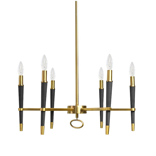 Dainolite Langford 24in 6-Light Chandelier | Vintage Bronze and Black Metal | Kitchen Island & Dining Room | 24 x 24 x 12 in | Model LAN-246C-VB