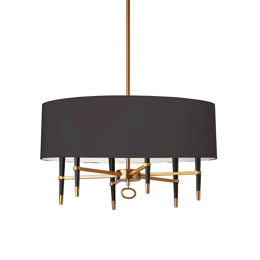 Dainolite Langford 32in 6-Light Chandelier | Vintage Bronze and Black Shade | Kitchen Island & Dining Room | 32 x 24 x 17 in | Model LAN-246C-VB-BK