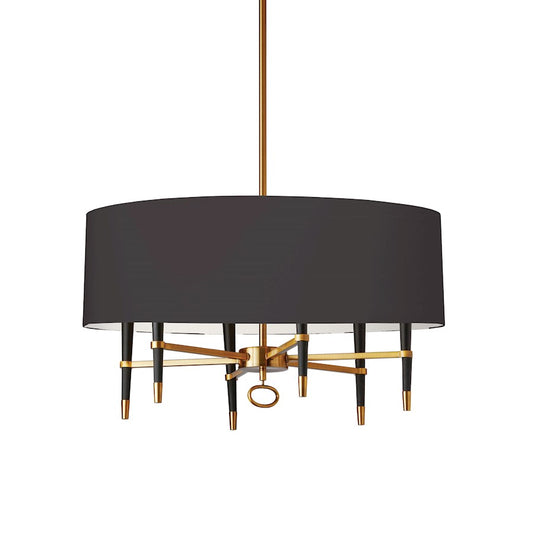 Dainolite Langford 32in 6-Light Chandelier | Vintage Bronze and Black Shade | Kitchen Island & Dining Room | 32 x 24 x 17 in | Model LAN-246C-VB-BK