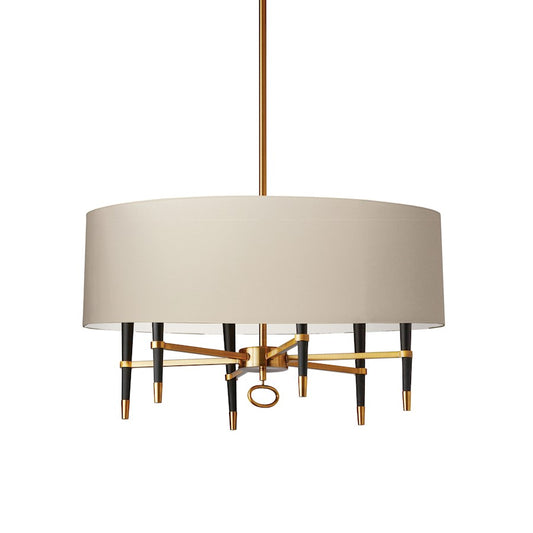 Dainolite Langford 32in 6-Light Chandelier | Vintage Bronze and Cream Shade | Kitchen Island & Dining Room | 32 x 17 in | Model LAN-246C-VB-CRM