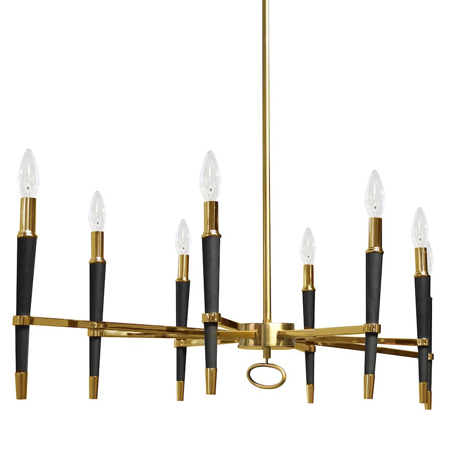 Dainolite Langford 40in 8-Light Horizontal Chandelier | Industrial Vintage Bronze and Black | Dining Room & Living Room | Model LAN-408HC-VB