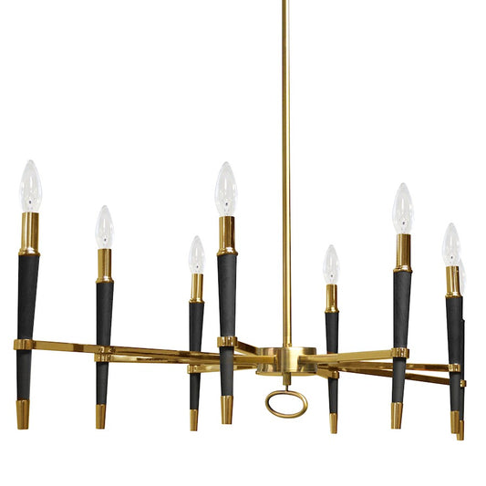 Dainolite Langford 40in 8-Light Horizontal Chandelier | Industrial Vintage Bronze and Black | Dining Room & Living Room | Model LAN-408HC-VB