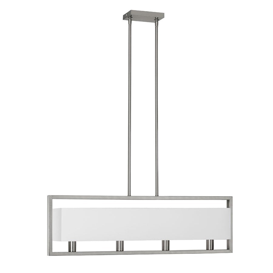 Dainolite Larkin 32in 4-Light Pendant | Modern Satin Chrome and White Fabric | Kitchen Island & Dining Room | 32 x 6 x 10 in | Model LAR-323-SC