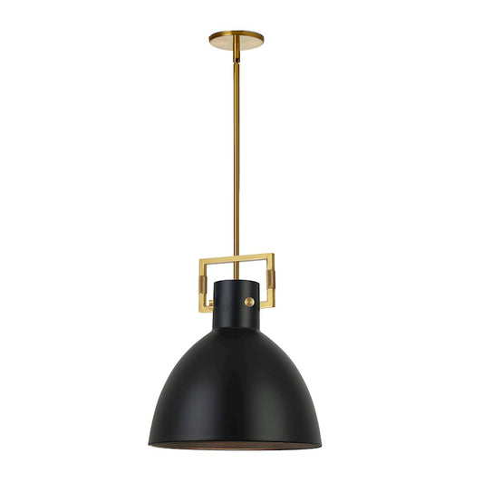 Dainolite Liberty 14in 1-Light Pendant | Contemporary Matte Black and Aged Brass | Kitchen Island & Dining Room | Model LBY-141P-MB-AGB
