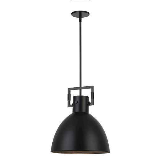 Dainolite Liberty 14in 1-Light Pendant | Contemporary Matte Black Metal | Kitchen Island & Dining Room | 14 x 14 x 17 in | Model LBY-141P-MB-MB