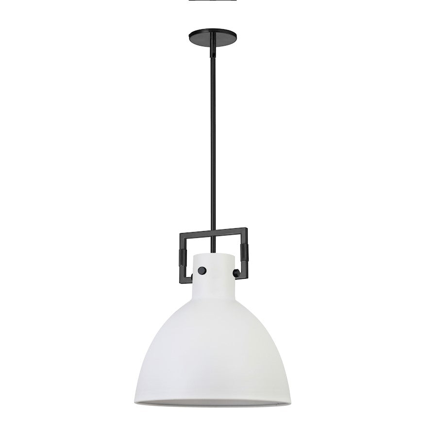 Dainolite Liberty 14in 1-Light Pendant | Contemporary Matte White and Matte Black Metal | Kitchen Island & Dining Room | Model LBY-141P-MW-MB