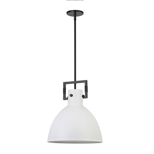 Dainolite Liberty 14in 1-Light Pendant | Contemporary Matte White and Matte Black Metal | Kitchen Island & Dining Room | Model LBY-141P-MW-MB