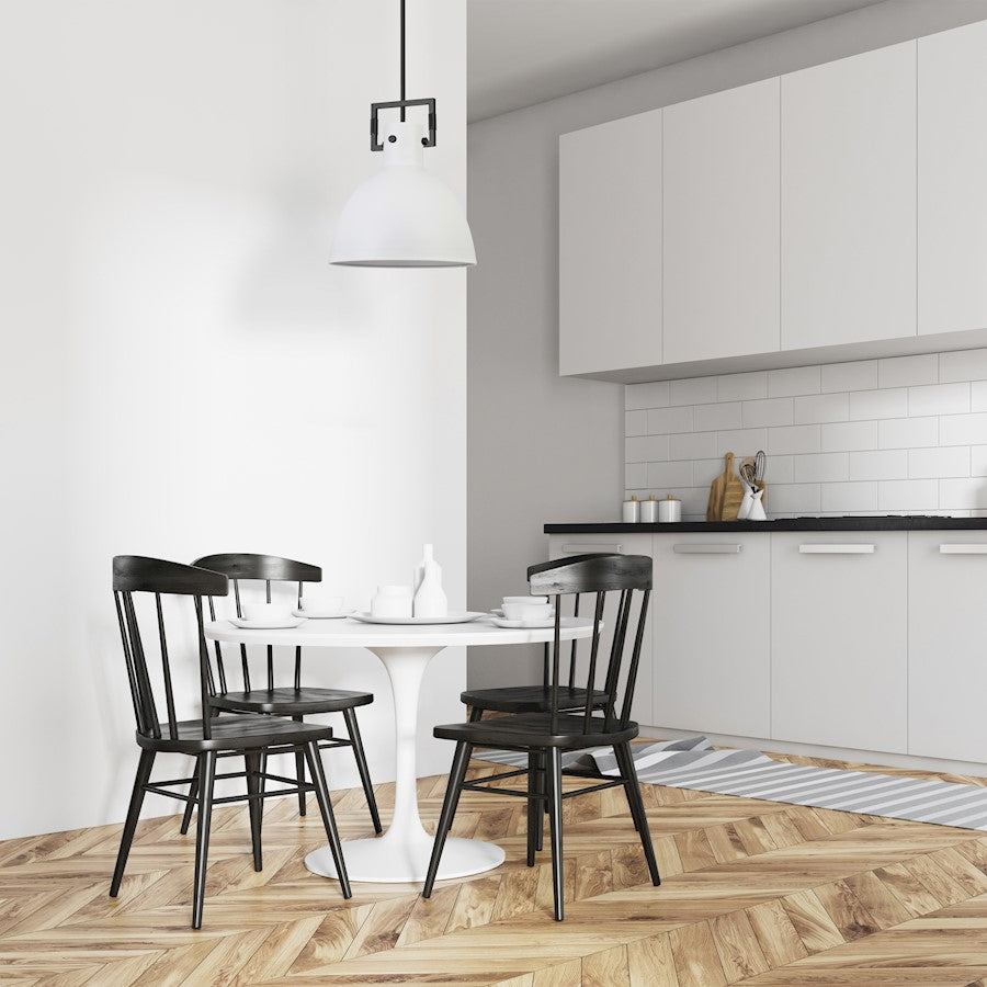 Dainolite Liberty 14in 1-Light Pendant | Contemporary Matte White and Matte Black Metal | Kitchen Island & Dining Room | Model LBY-141P-MW-MB
