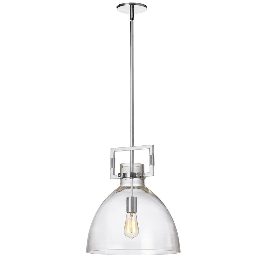 Dainolite Liberty 14in 1-Light Pendant | Contemporary Clear Glass and Polished Chrome Metal | Kitchen Island & Dining Room | Model LBY-141P-PC