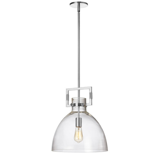 Dainolite Liberty 14in 1-Light Pendant | Contemporary Clear Glass and Polished Chrome Metal | Kitchen Island & Dining Room | Model LBY-141P-PC