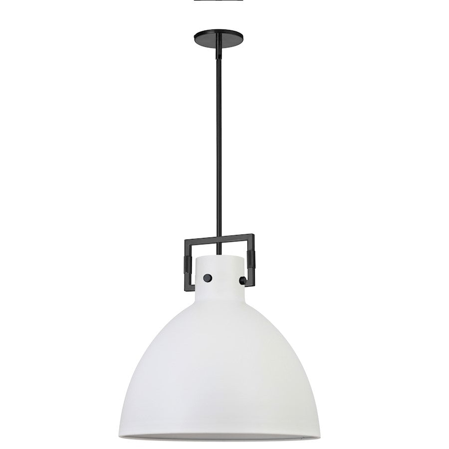Dainolite Liberty 20in 1-Light Pendant | Contemporary Matte White and Matte Black Metal | Kitchen Island & Dining Room | Model LBY-201P-MW-MB