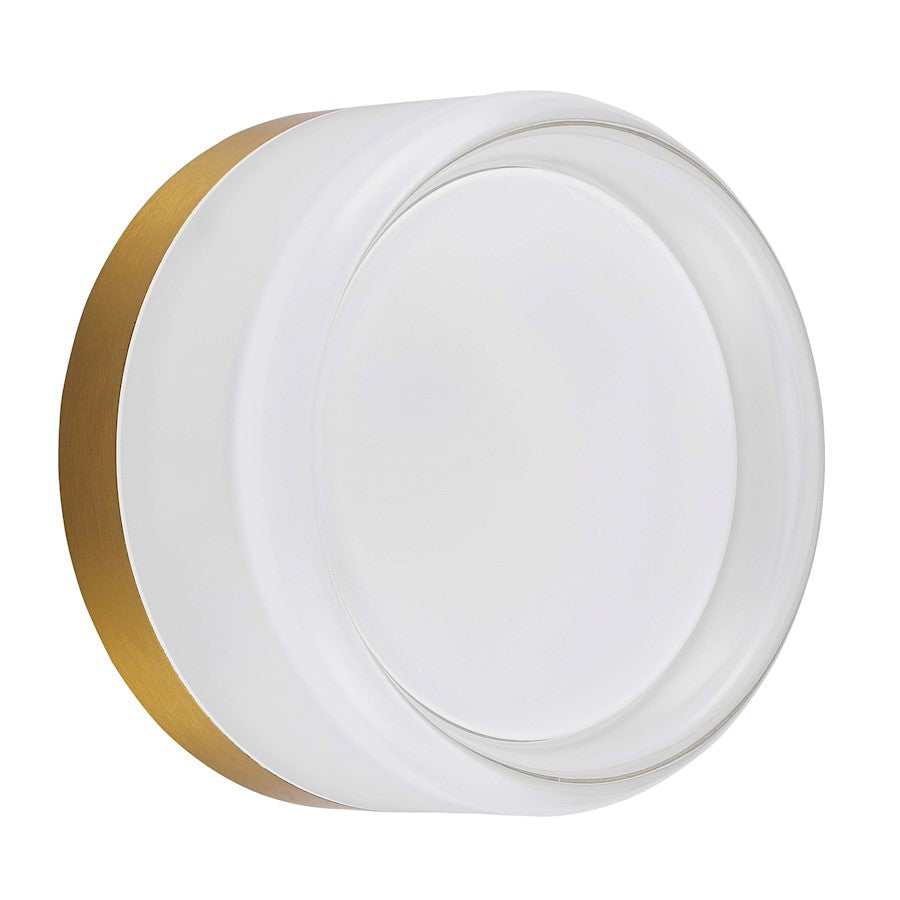 Dainolite Lucia 5in 1-Light LED Wall Sconce | Modern Aged Brass and White Acrylic | Hallway & Living Room | 5 x 3 x 5 in | Model LUC-515LEDW-AGB